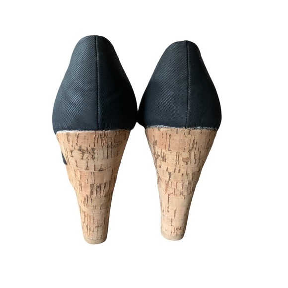 NEW Black Canvas Peep Toe Platform Wedge Heels Ladies Shoe Size 10 by Atrevida - Picture 5 of 9